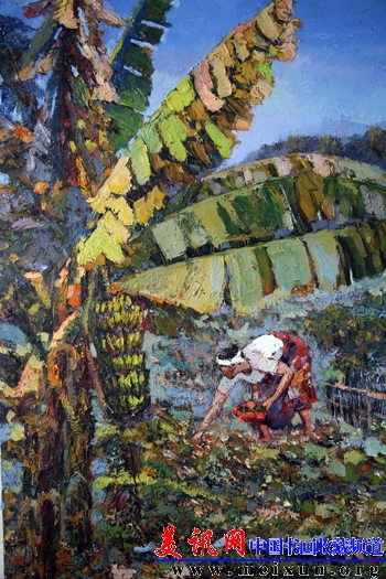 油画《芭蕉树下》。作者：李春华。尺寸：60X80CM。.jpg