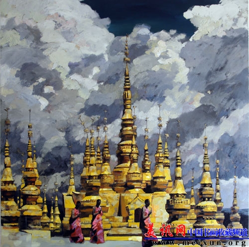 作者：李春华、郑春龙，油画《佛境》创作于2008年，170CMX170CM，在第五届中国西部大地情——中国画、油画作品展