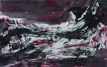 2，郑连杰水墨作品《神山春晓图》之一2012年 70x45cm.jpg