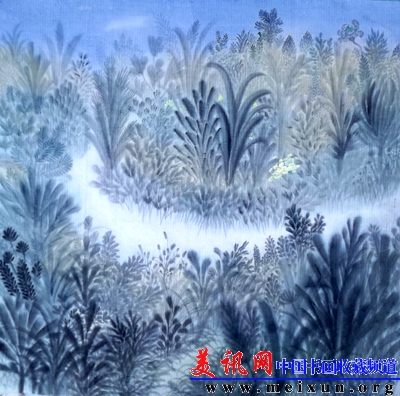 李富绘画《田园风-空间》系列之003，100x100cm纸本彩墨.jpg
