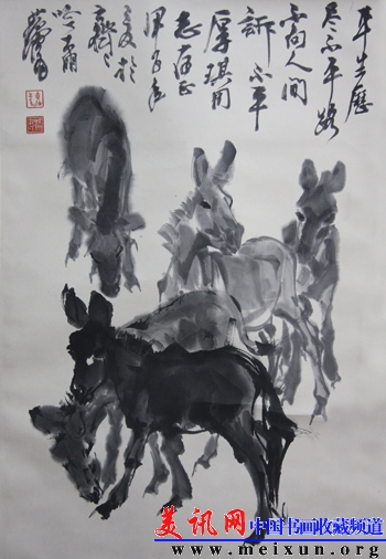 黄胄先生为崔晓东的父亲画的五驴图.jpg