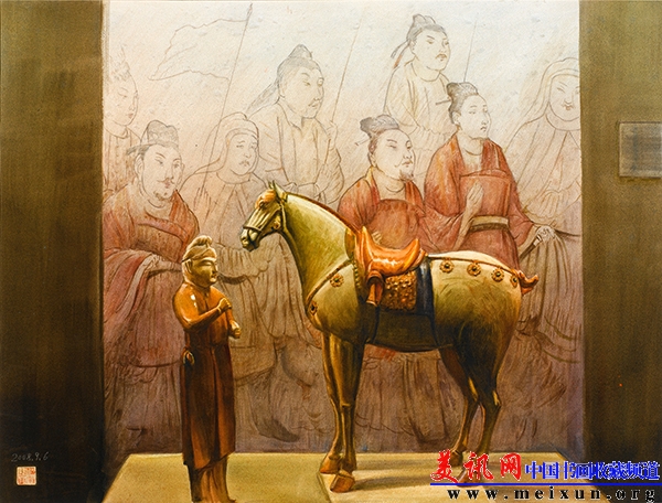 大唐瑰宝 殷?？?纸本设色 56.5cmX76.3cm 2008年.jpg