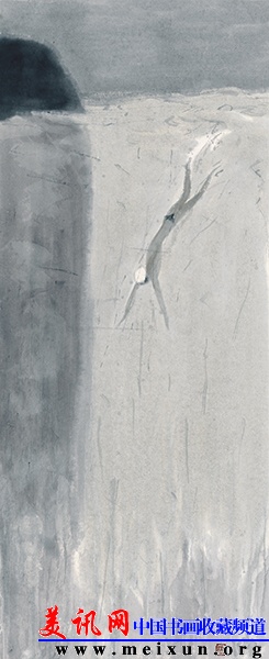 杜小同《灰色的天空二》，35×87cm，水墨宣纸，2014年.JPG