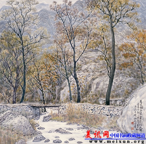 李翔  《秀木临幽泉  岚光照水明》 68cmX68cm  2012年  纸本.JPG