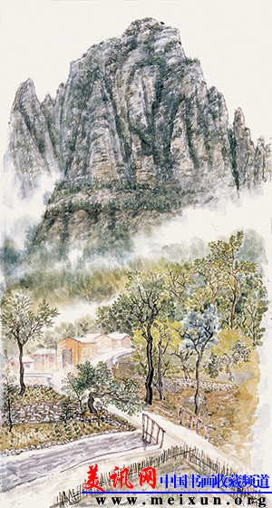 李翔  《晓日春山秀》  180cmX97cm  纸本设色  2013年.jpg