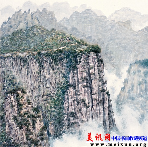 李翔  《云起千丈岩》 68cmX68cm  2012年  纸本.JPG
