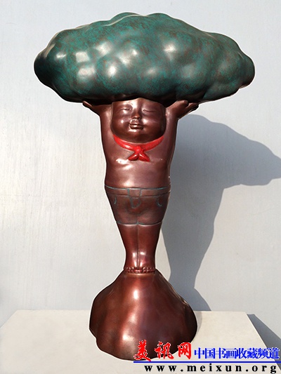 《国宝—撑起一片天》NO.1，42×27×15cm，铸铜，2013..JPG