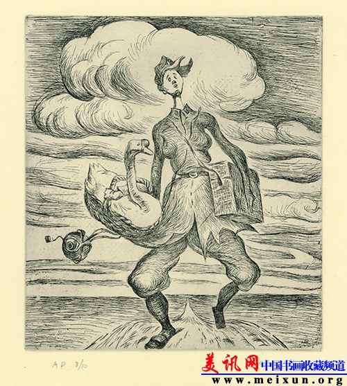 王兴伟《小何同志1》(画心：22.5X20 cm,纸：38X28 cm,铜板画，2013）.jpg