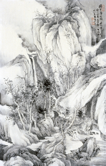 茹峰,独坐春山图，75×47cm，2013年，纸本水墨.jpg