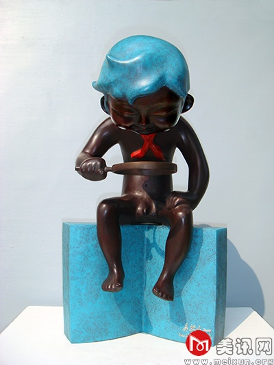 《好好学习》NO.3，45×26×25cm，铸铜，2009.JPG