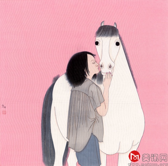焦洋 白马王子 绢本设色  50x50cm  2015.jpg