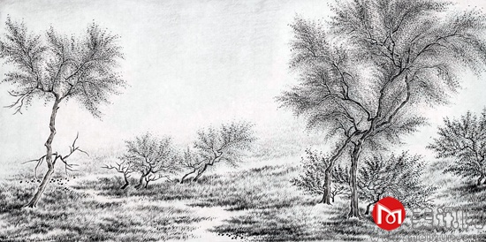 梅婉婷 《限》No.9  绢本浅绛 25x51cm  2013.jpg