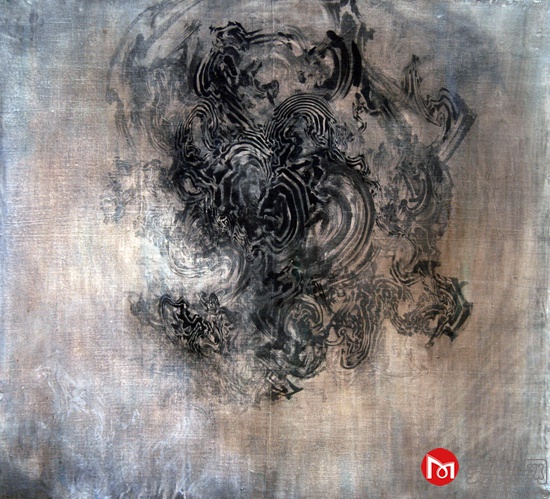 李曦 沉静而动起 布上综合材料 180x164cm 2010.jpg