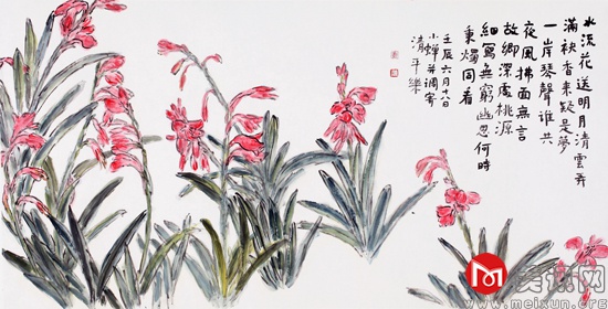 桐溪小蝉 水流花送 纸本水墨设色 68×136cm 2012.jpg