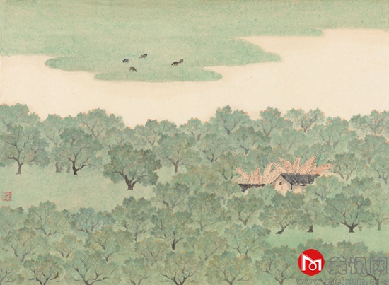 蔡涵悦 岸 纸本彩墨 44x60cm 2014.jpg