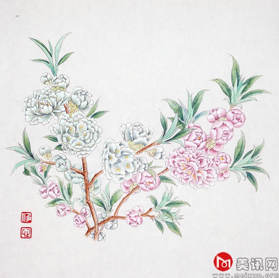 武术 花卉组图2  纸本水墨设色 28x28cm 2014.jpg