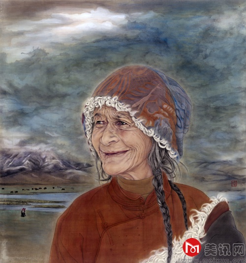 7程敏作品《高原的礼赞之一》，113x109cm，工笔绢本，2013年.jpg