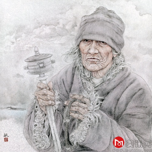11程敏作品《远山之二》50x50cm,工笔纸本，2014年5月1日.jpg