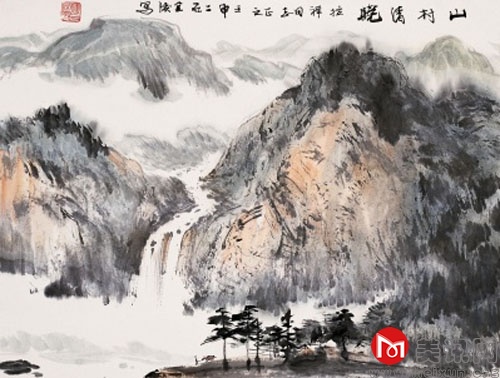 傅二石：山村清晓.jpg