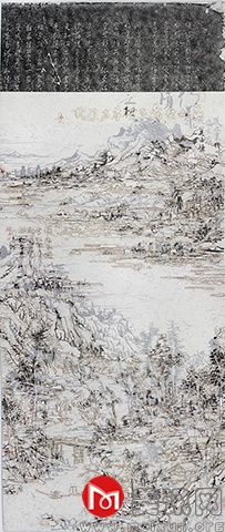 王天德，后山-No15-MHMST001，HouShan-No15-MHMST001，162×70 cm，皮纸、墨、焰Bast Paper, Ink and Burned Mark，2015.jpg
