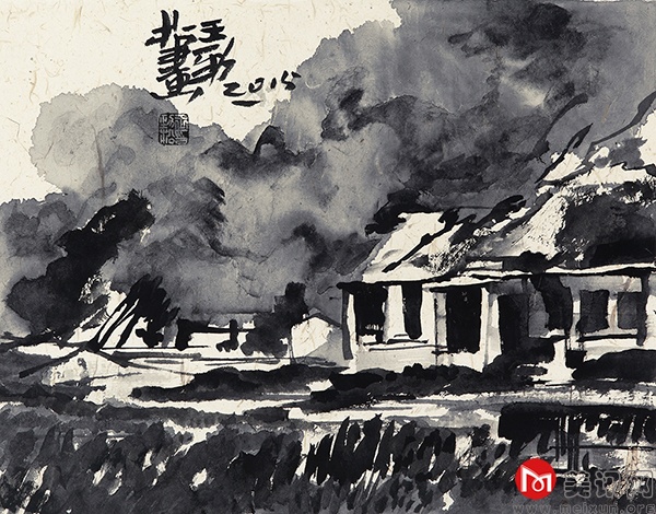 王劲松，水墨风景1，37×48cm，纸本水墨，2015Wang jingsong, Ink sceneryⅠ, 37×48cm，,Ink on paper 2015.jpg