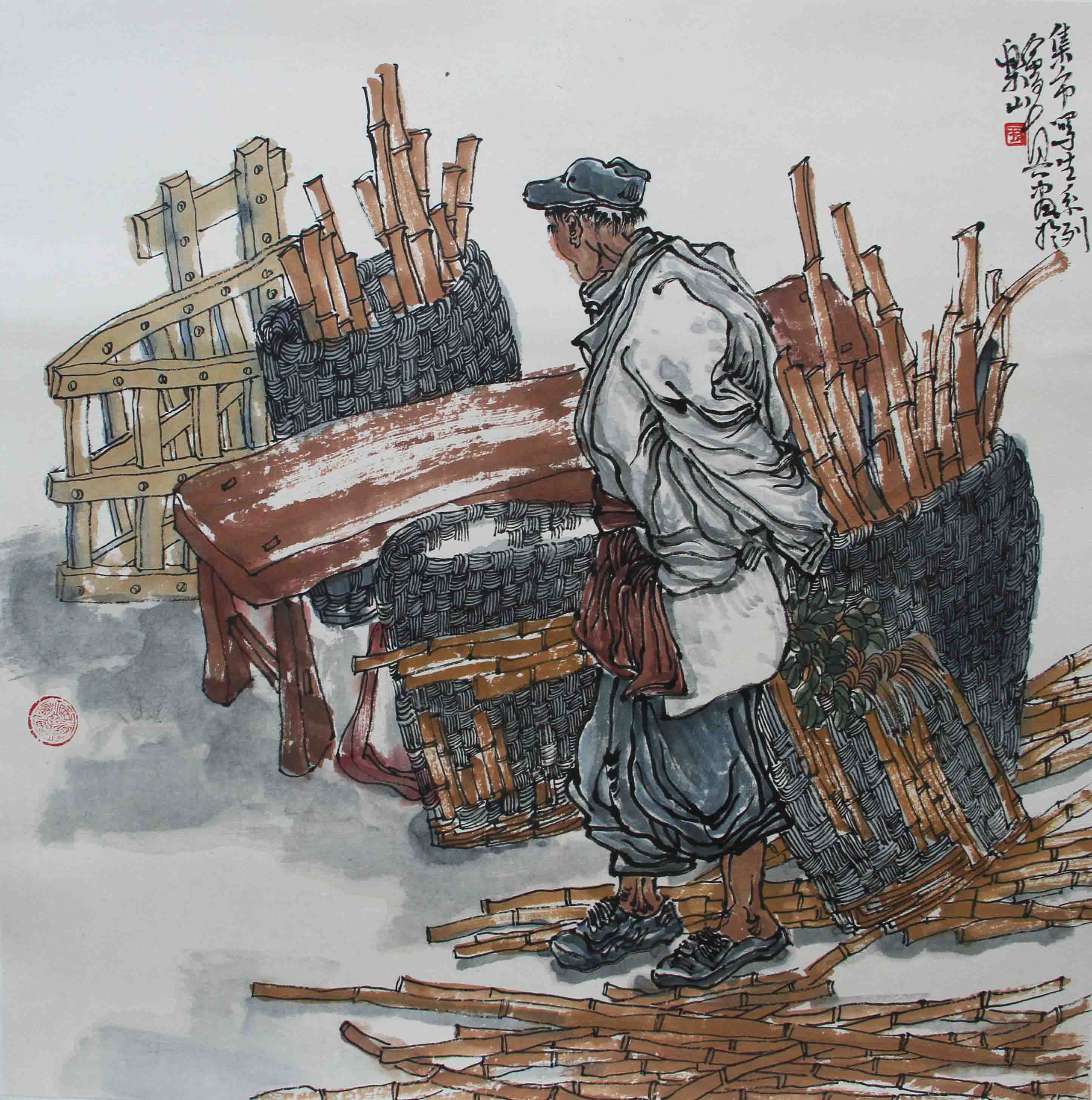 《集市写生系列》50x50cm.jpg